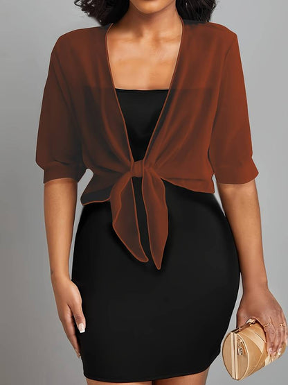 Brenda | Women's Sheer Tie Front Cardigan Open Front Cover Up – Layering