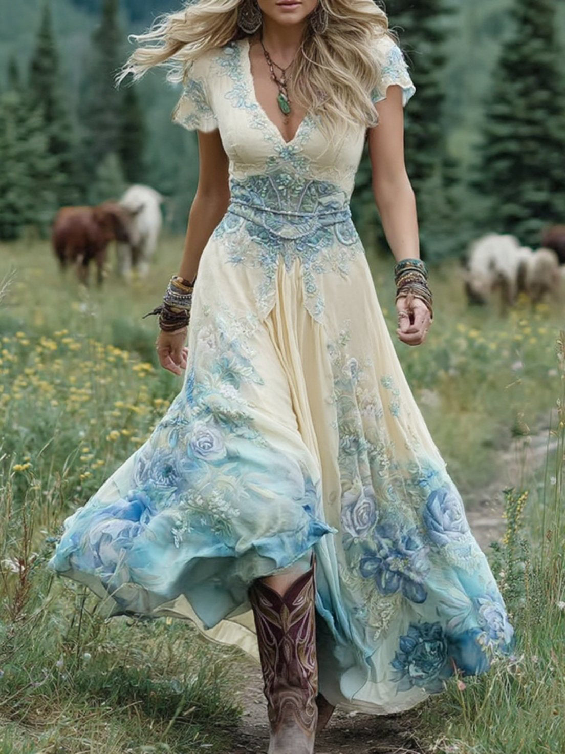 Jenny | Women's Gradient Floral Maxi Dress – Maxi, Floral Print