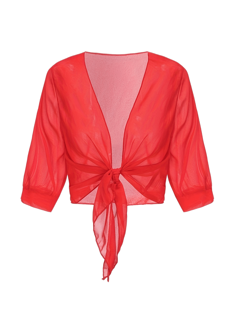Brenda | Women's Sheer Tie Front Cardigan Open Front Cover Up – Layering