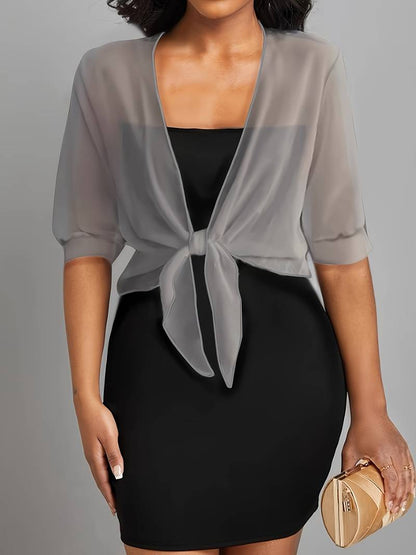 Brenda | Women's Sheer Tie Front Cardigan Open Front Cover Up – Layering