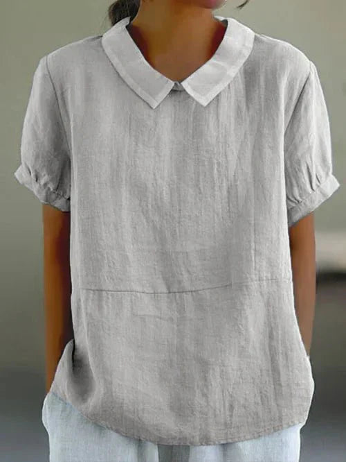 Bella | Women's Peter Pan Collar Short Sleeve Casual Top