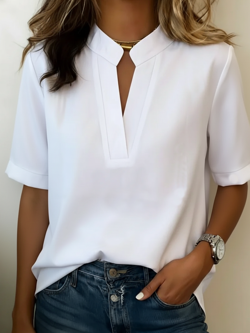 Jane | Women's V-Neck Short Sleeve Blouse Casual Summer Top – V-Neck, Short Sleeve