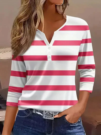 Lily | Women's Striped V-Neck Top – Striped, V-Neck