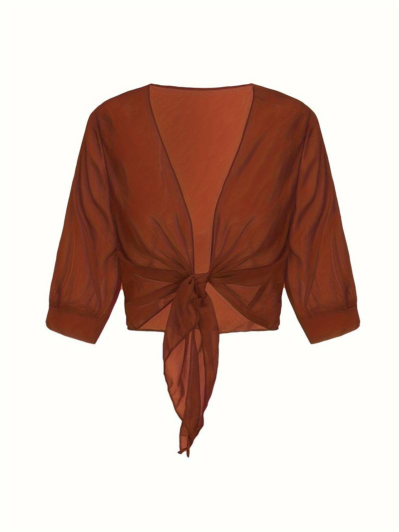 Brenda | Women's Sheer Tie Front Cardigan Open Front Cover Up – Layering
