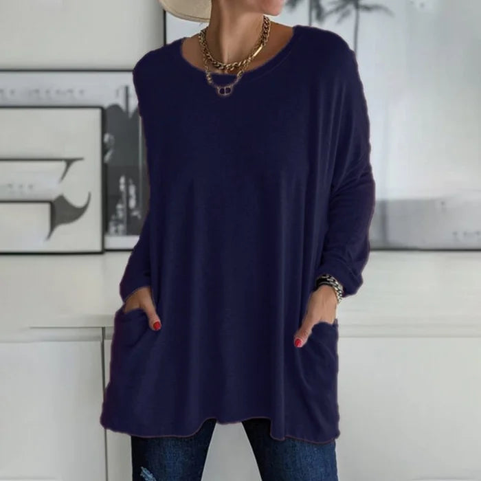 Erin | Women's Oversized Long Sleeve Tunic Top with Pockets – Long Sleeve