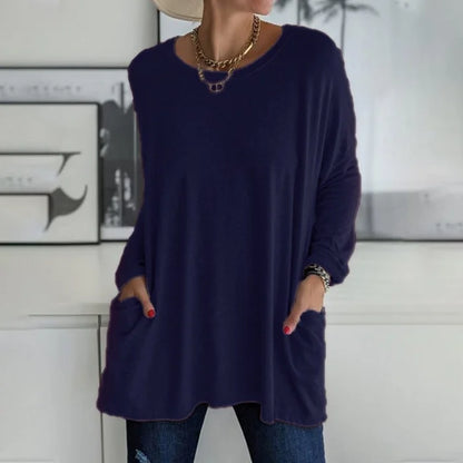 Erin | Women's Oversized Long Sleeve Tunic Top with Pockets – Long Sleeve