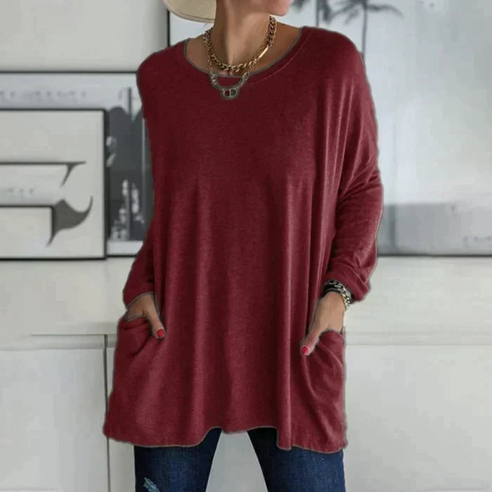 Erin | Women's Oversized Long Sleeve Tunic Top with Pockets – Long Sleeve