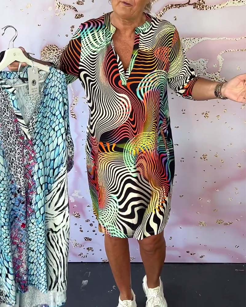 Ravena | Women's Colorful V-neck Dress – V-Neck, Colorful
