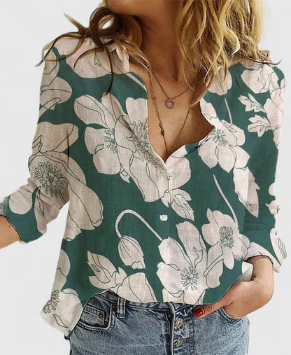 Harlow | Women's Linen Button Down Shirt with Lapel Collar – Linen Blend, Classic