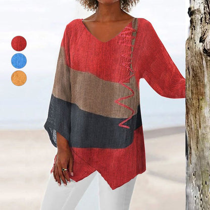 Astrid | Women's Artistic Long Shirt with V-Neck – Classic
