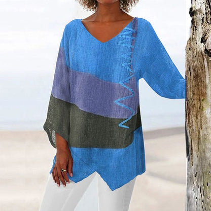 Astrid | Women's Artistic Long Shirt with V-Neck – Classic