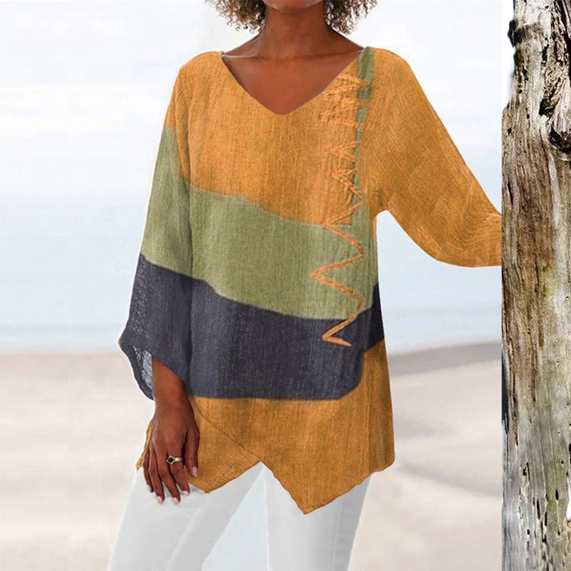 Astrid | Women's Artistic Long Shirt with V-Neck – Classic