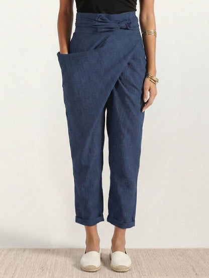 Taylor | Women's High Waist Wrap Front Cropped Tapered Pants – Wrap Style