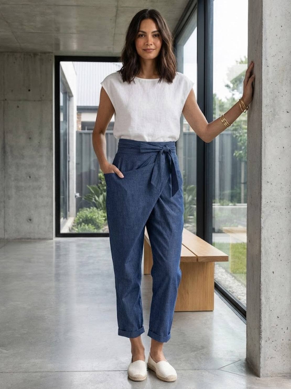 Taylor | Women's High Waist Wrap Front Cropped Tapered Pants – Wrap Style