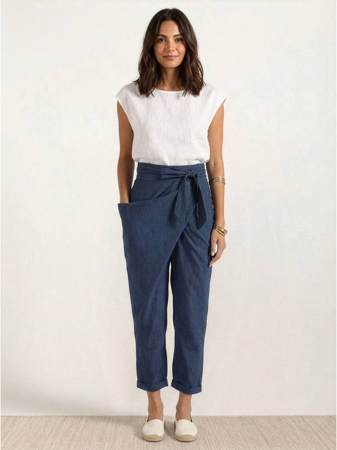 Taylor | Women's High Waist Wrap Front Cropped Tapered Pants – Wrap Style