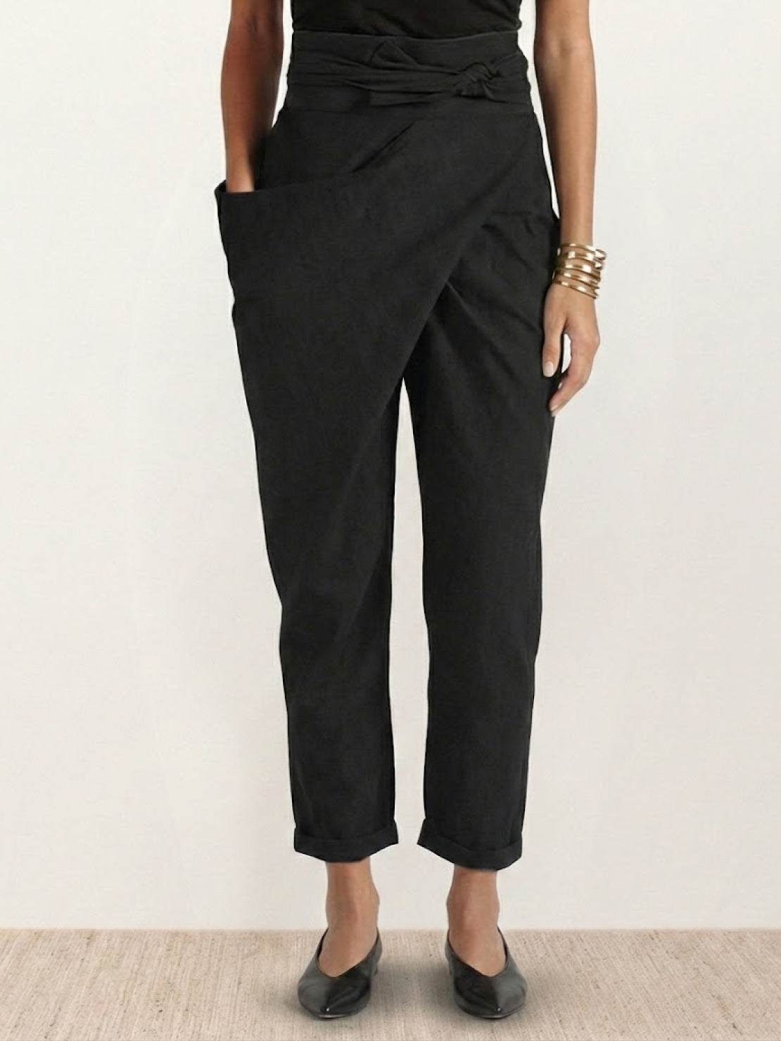 Taylor | Women's High Waist Wrap Front Cropped Tapered Pants – Wrap Style