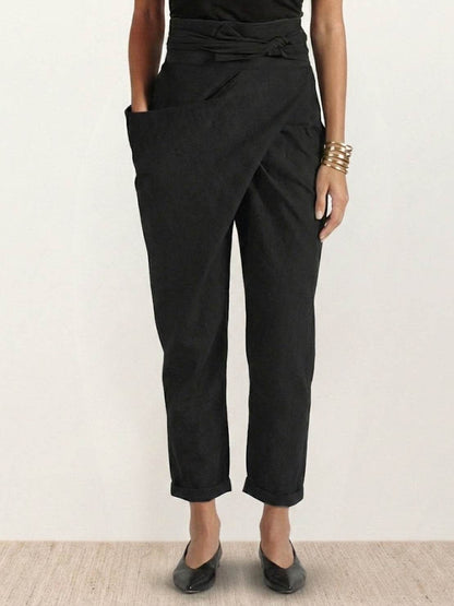 Taylor | Women's High Waist Wrap Front Cropped Tapered Pants – Wrap Style