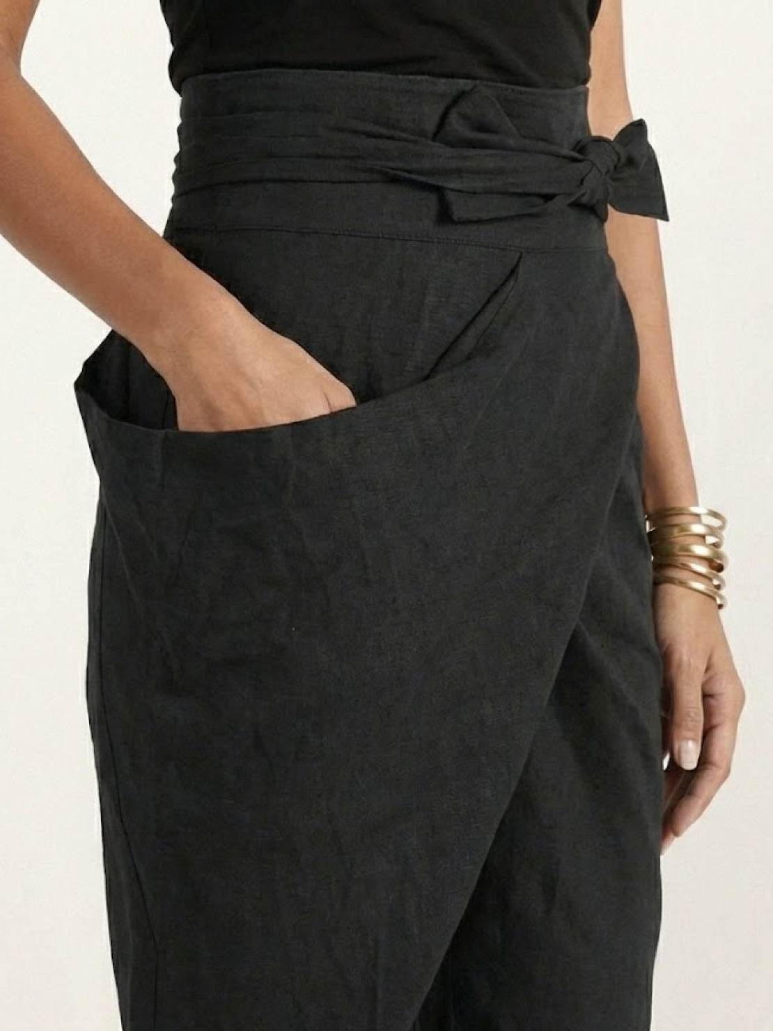 Taylor | Women's High Waist Wrap Front Cropped Tapered Pants – Wrap Style