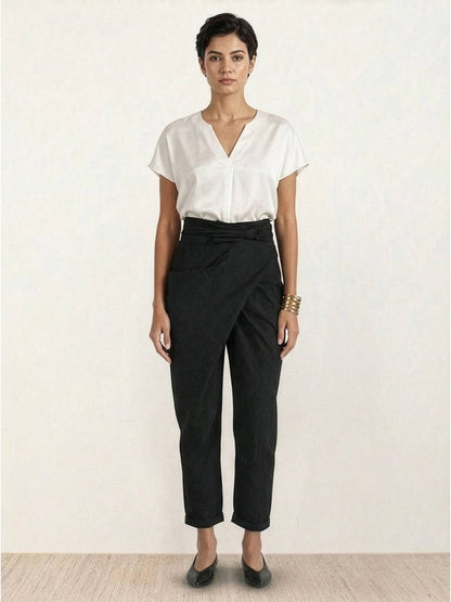 Taylor | Women's High Waist Wrap Front Cropped Tapered Pants – Wrap Style