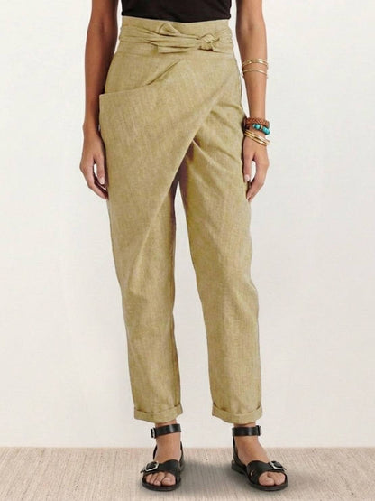 Taylor | Women's High Waist Wrap Front Cropped Tapered Pants – Wrap Style