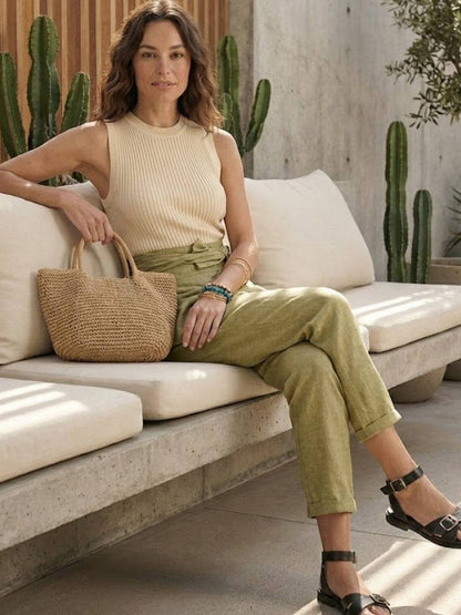 Taylor | Women's High Waist Wrap Front Cropped Tapered Pants – Wrap Style
