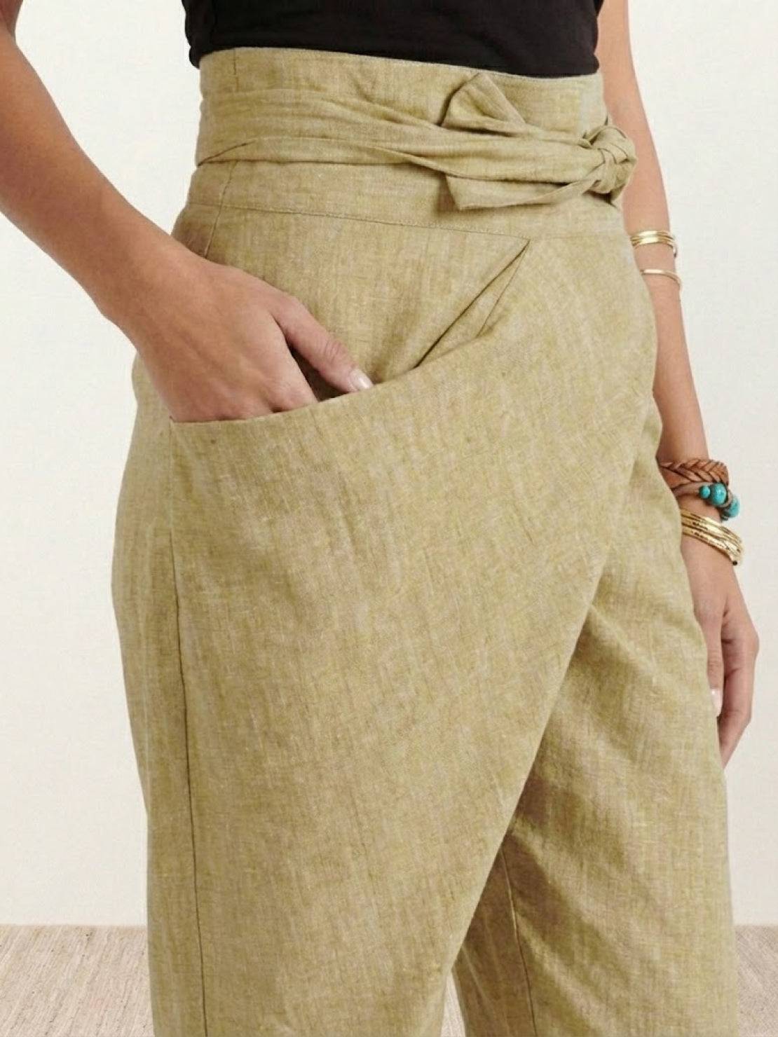 Taylor | Women's High Waist Wrap Front Cropped Tapered Pants – Wrap Style