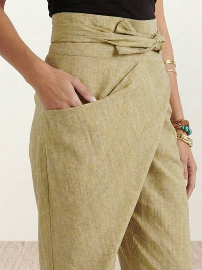 Taylor | Women's High Waist Wrap Front Cropped Tapered Pants – Wrap Style
