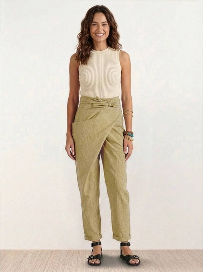 Taylor | Women's High Waist Wrap Front Cropped Tapered Pants – Wrap Style