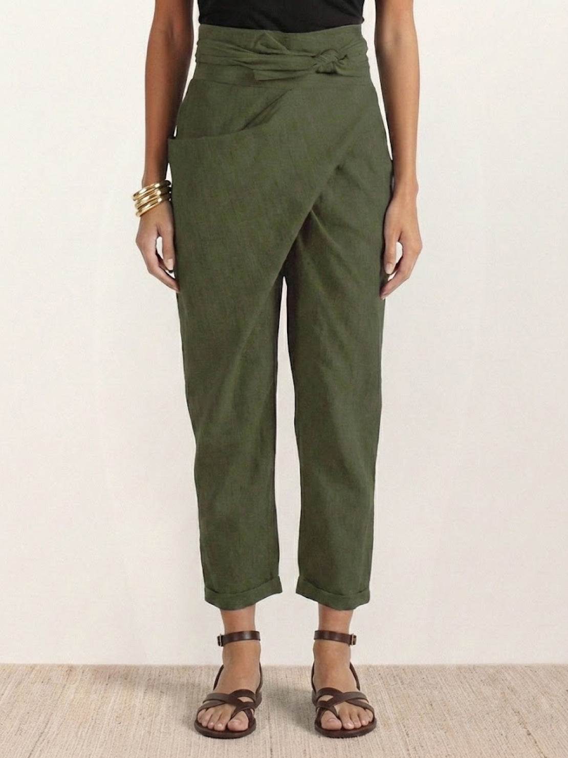 Taylor | Women's High Waist Wrap Front Cropped Tapered Pants – Wrap Style