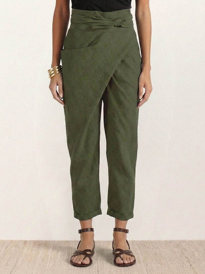 Taylor | Women's High Waist Wrap Front Cropped Tapered Pants – Wrap Style