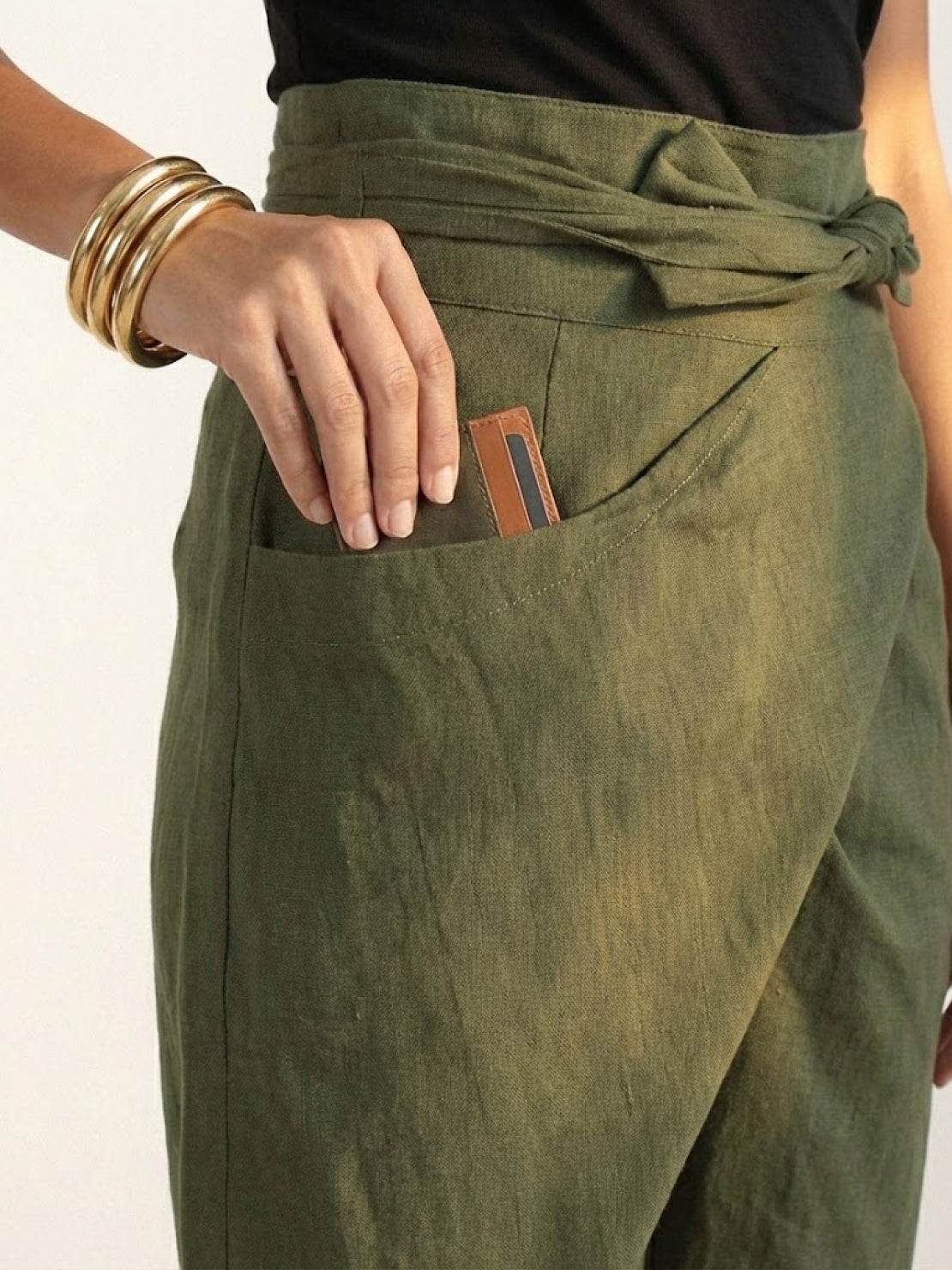 Taylor | Women's High Waist Wrap Front Cropped Tapered Pants – Wrap Style