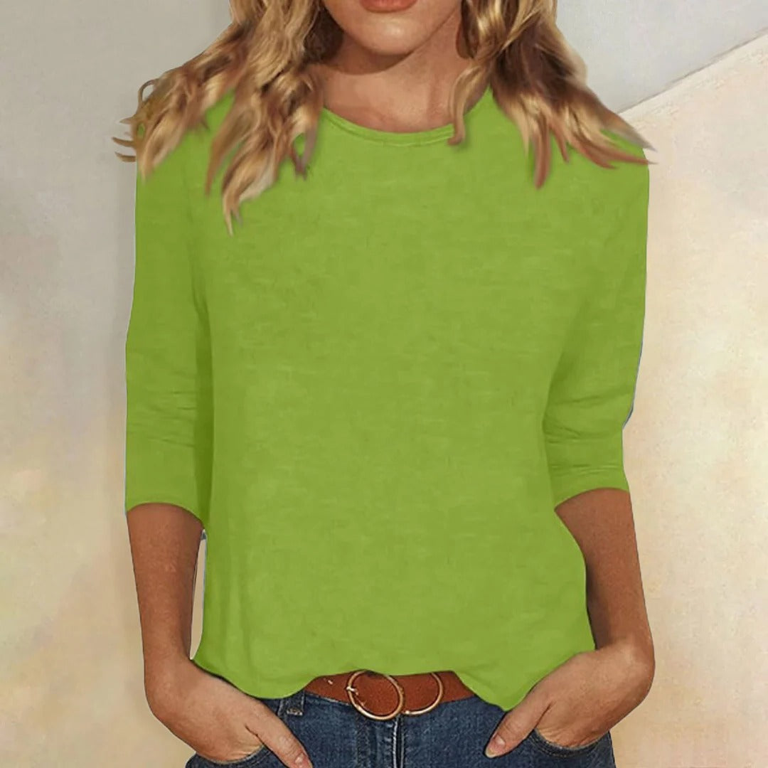 Julianne | Women's Crew Neck 3/4 Sleeve Casual Everyday Top – Casual