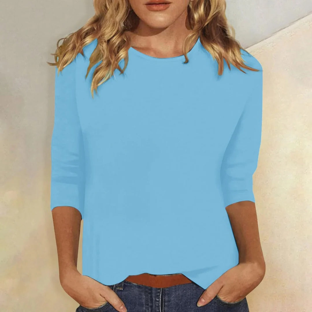 Julianne | Women's Crew Neck 3/4 Sleeve Casual Everyday Top – Casual