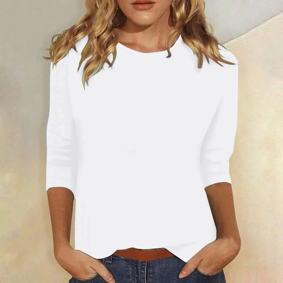 Julianne | Women's Crew Neck 3/4 Sleeve Casual Everyday Top – Casual