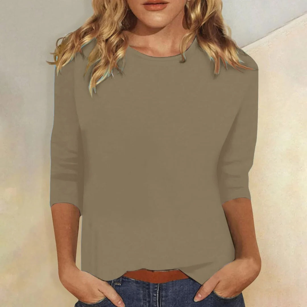 Julianne | Women's Crew Neck 3/4 Sleeve Casual Everyday Top – Casual