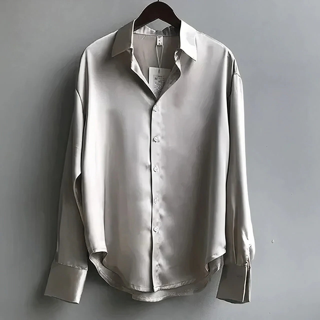 Sylvia | Women's Satin Button-Down Blouse Long Sleeve Collar Shirt – Long Sleeve, Satin