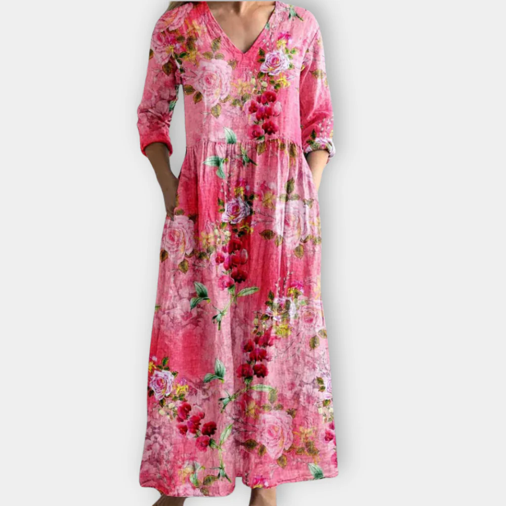 Blaire | Women's Floral V-Neck Maxi Dress – Floral Print