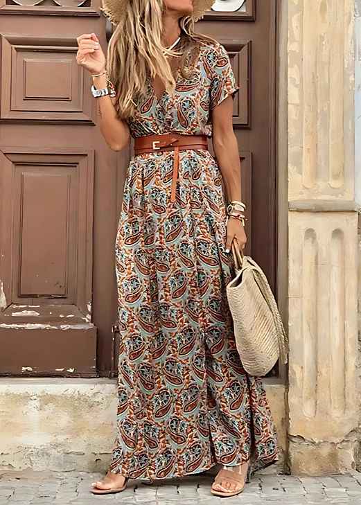 Cindy | Women's Airy Boho Maxi Dress With Matching Belt – Maxi, Boho