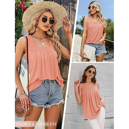 Serena | Women's Sleeveless Top with Square Neckline – Sleeveless