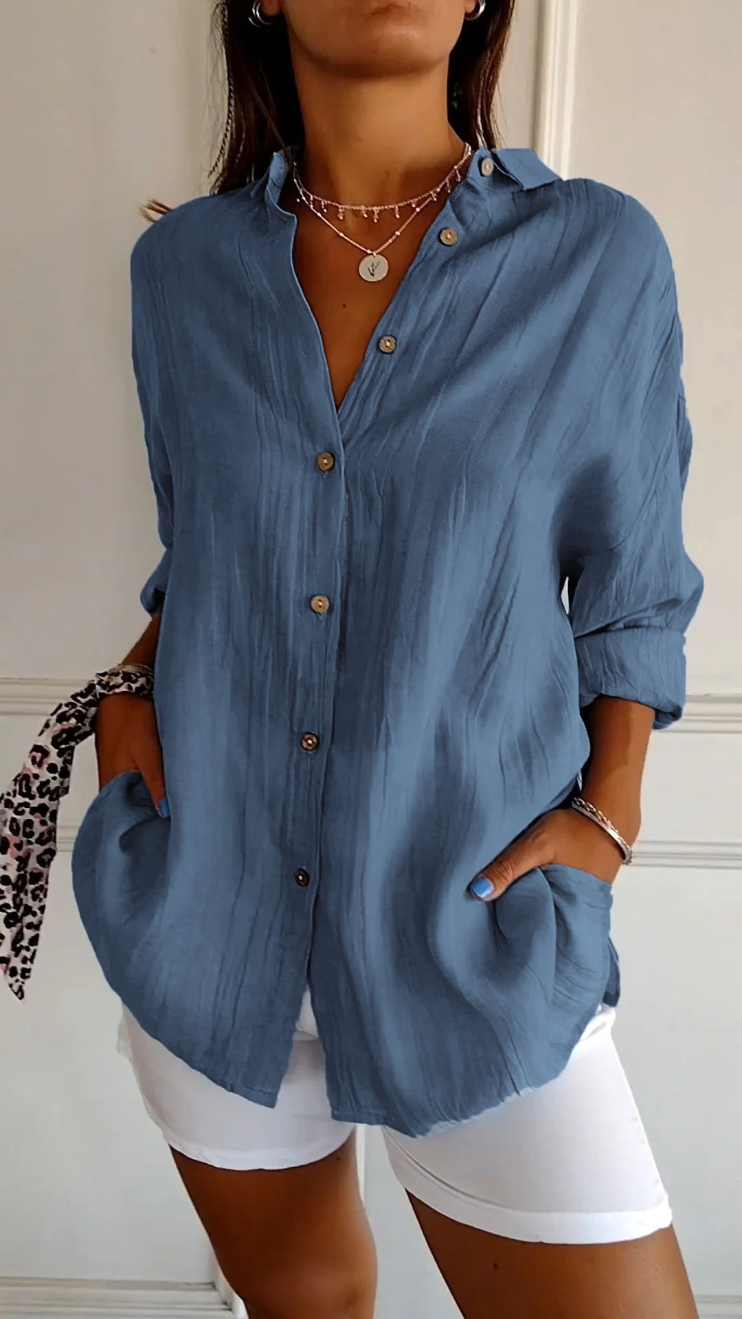 Julia | Women's Casual Button-Down Shirt Oversized Long Sleeve – Long Sleeve, Casual