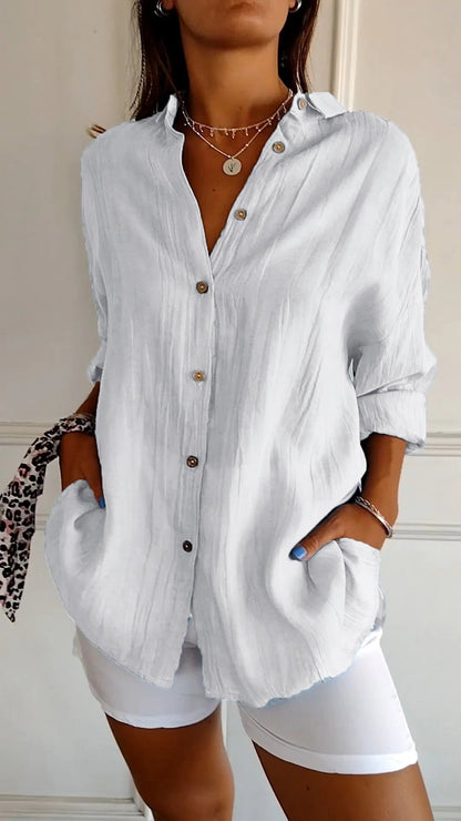 Julia | Women's Casual Button-Down Shirt Oversized Long Sleeve – Long Sleeve, Casual