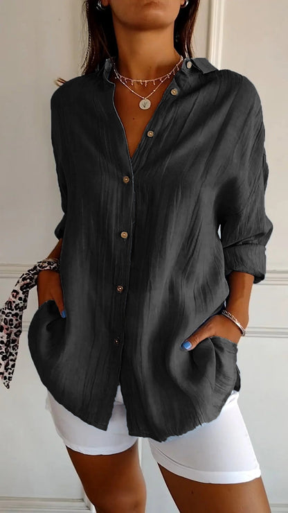 Julia | Women's Casual Button-Down Shirt Oversized Long Sleeve – Long Sleeve, Casual