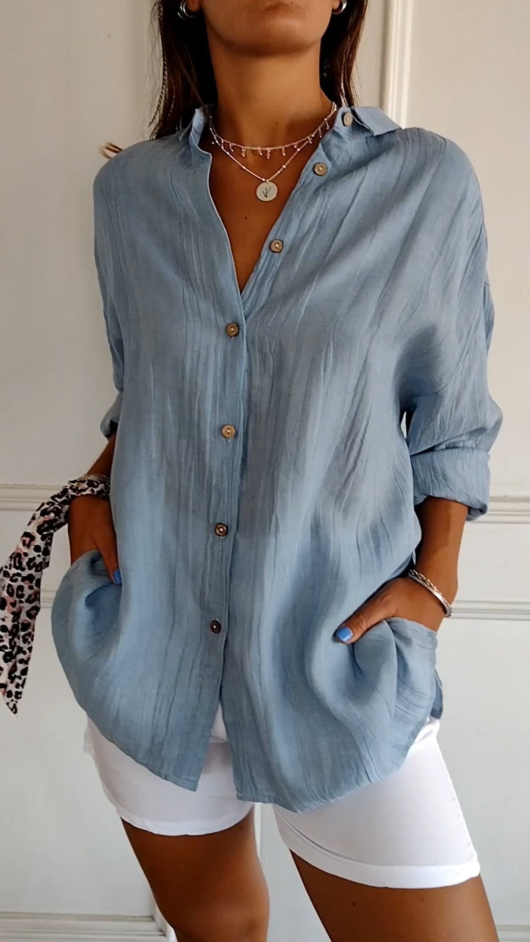 Julia | Women's Casual Button-Down Shirt Oversized Long Sleeve – Long Sleeve, Casual