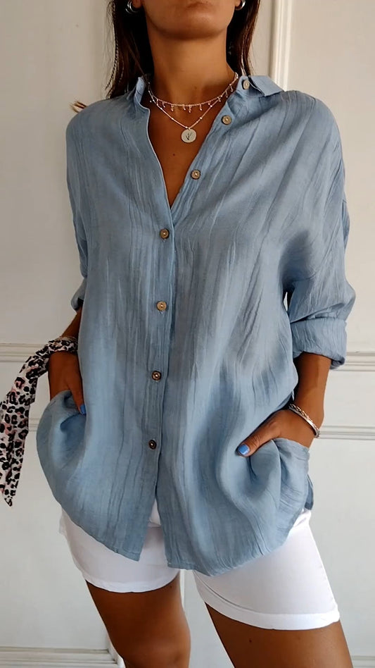 Julia | Women's Casual Button-Down Shirt Oversized Long Sleeve – Long Sleeve, Casual