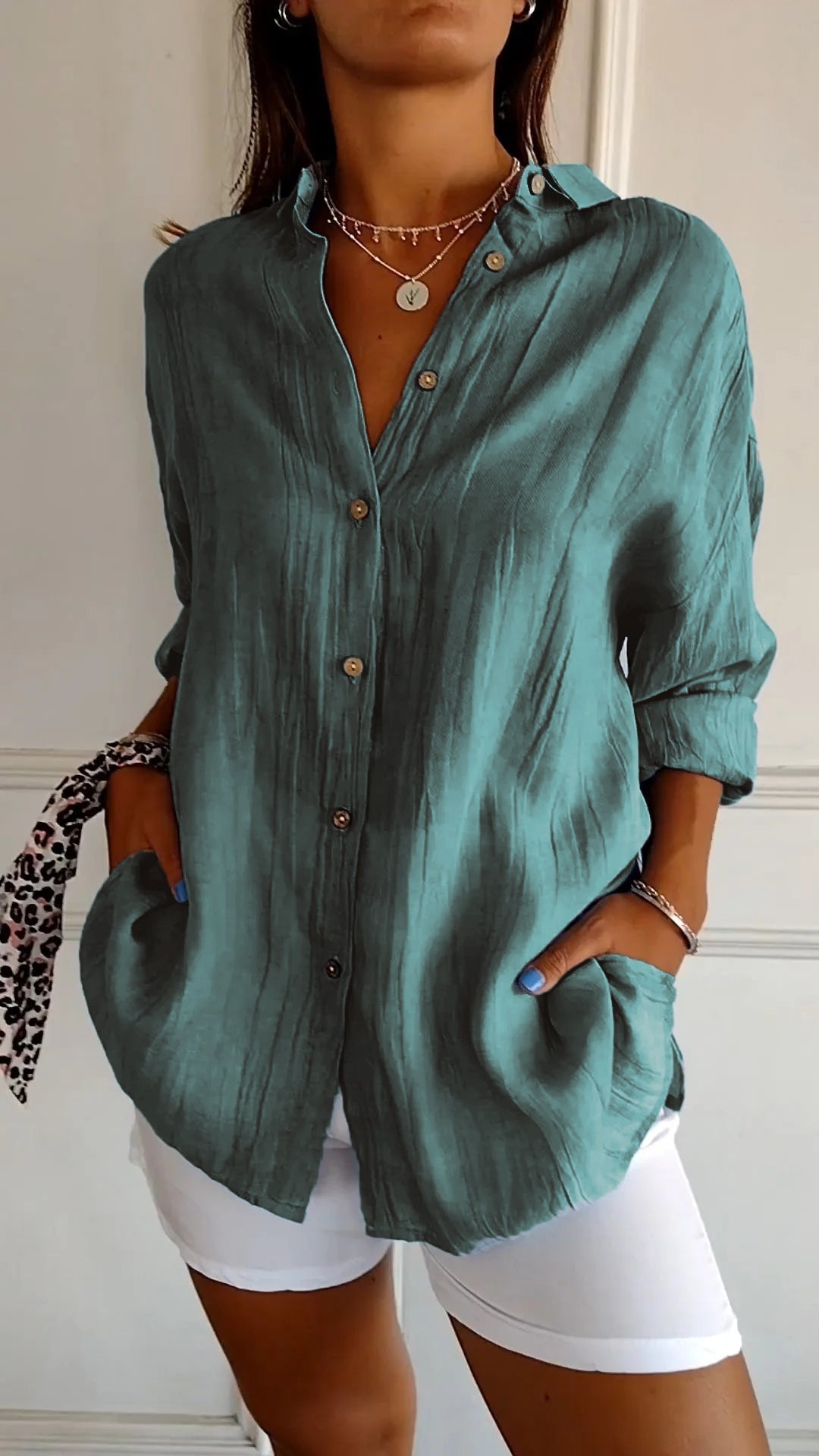 Julia | Women's Casual Button-Down Shirt Oversized Long Sleeve – Long Sleeve, Casual