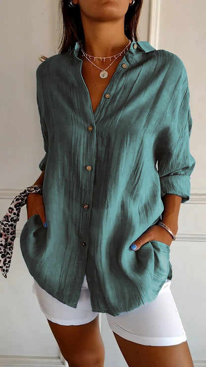 Julia | Women's Casual Button-Down Shirt Oversized Long Sleeve – Long Sleeve, Casual