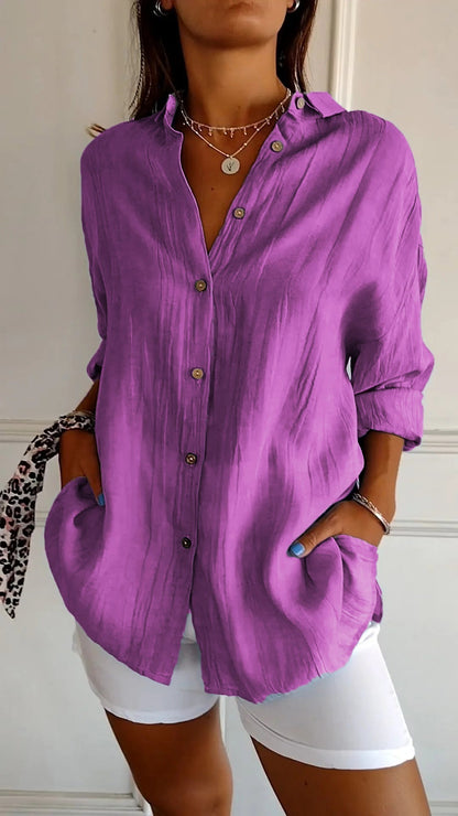 Julia | Women's Casual Button-Down Shirt Oversized Long Sleeve – Long Sleeve, Casual