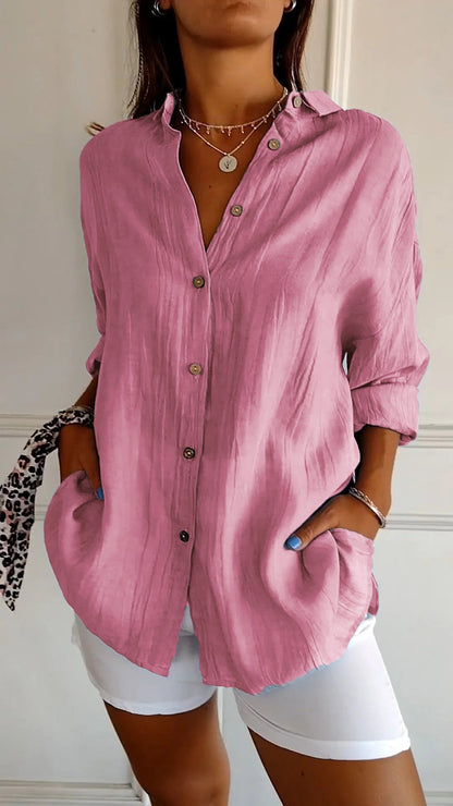Julia | Women's Casual Button-Down Shirt Oversized Long Sleeve – Long Sleeve, Casual