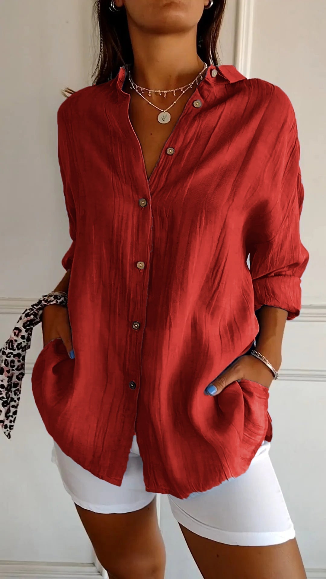 Julia | Women's Casual Button-Down Shirt Oversized Long Sleeve – Long Sleeve, Casual