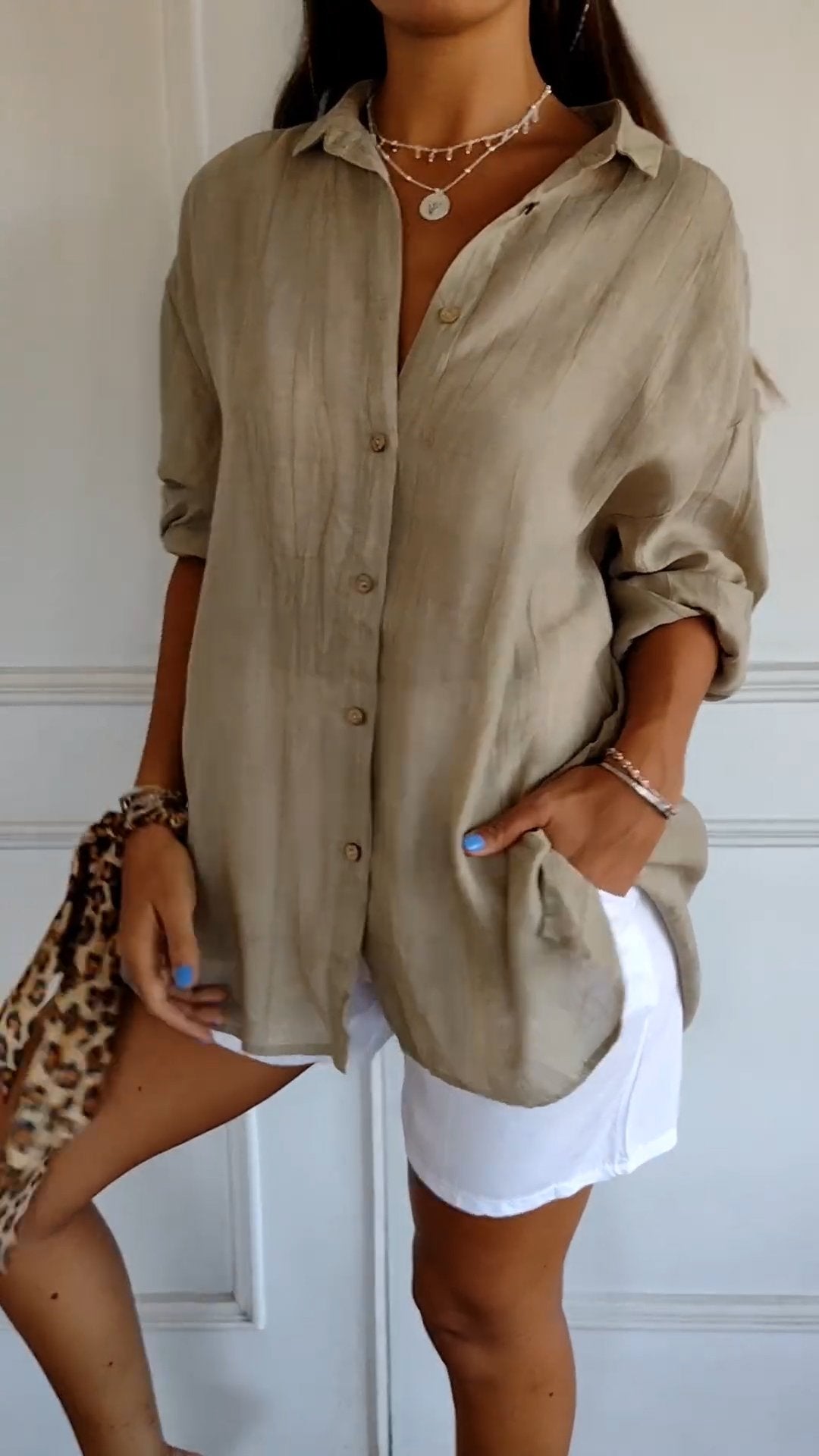 Julia | Women's Casual Button-Down Shirt Oversized Long Sleeve – Long Sleeve, Casual